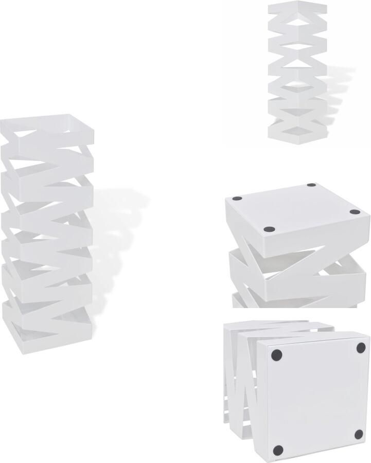 VidaXL Paraplubak Paraplubakken Paraplu Bak Paraplu Bakken Paraplu- en wandelstokhouder strepen wit vierkant staal 48 5 cm