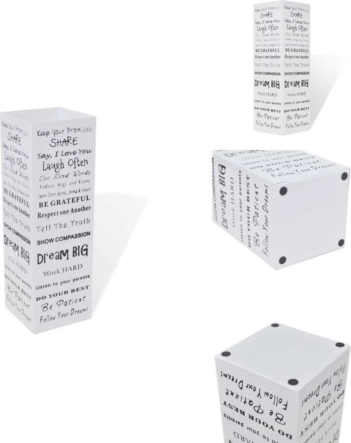 VidaXL Paraplubak Paraplubakken Paraplu Bak Paraplu Bakken Paraplu- en wandelstokhouder wit vierkant + tekst staal 48 5 cm - Foto 3