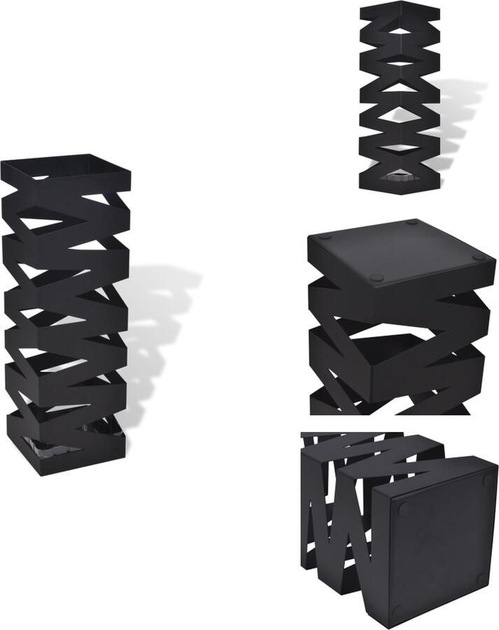 VidaXL Paraplubak Paraplubakken Paraplustandaard Paraplustandaards Paraplu- en wandelstokhouder vierkant 48 5 cm staal zwart