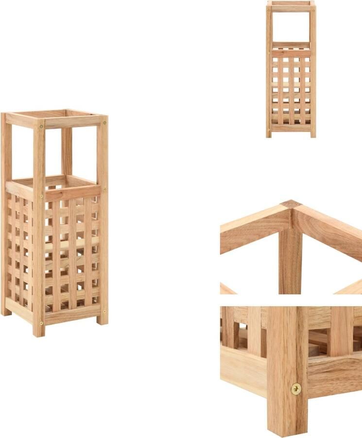 VidaXL Paraplubak Paraplubakken Paraplustandaard Paraplustandaards Paraplubak 18x18x50 cm massief walnotenhout - Foto 2