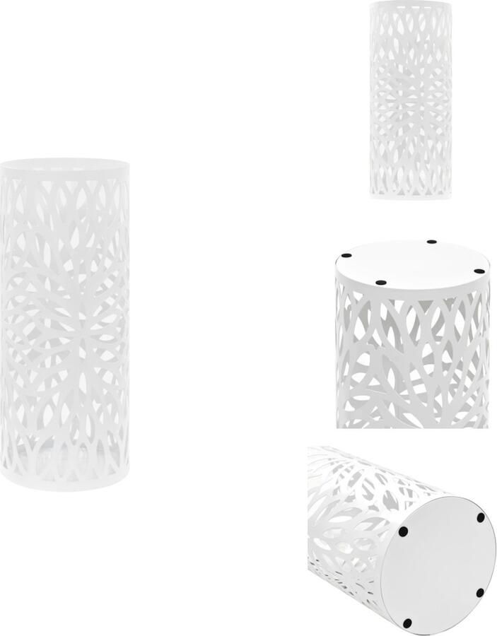 VidaXL Paraplubak Paraplubakken Paraplustandaard Paraplustandaards Parapluhouder bladeren staal wit