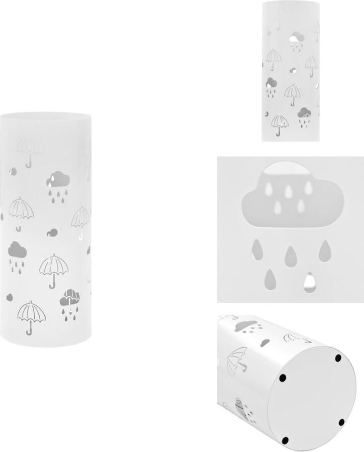 VidaXL Paraplubak Paraplubakken Paraplustandaard Paraplustandaards Parapluhouder paraplu's staal wit