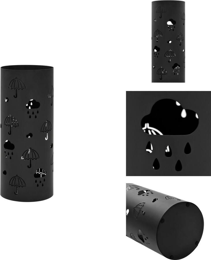 VidaXL Paraplubak Paraplubakken Paraplustandaard Paraplustandaards Parapluhouder paraplu's staal zwart