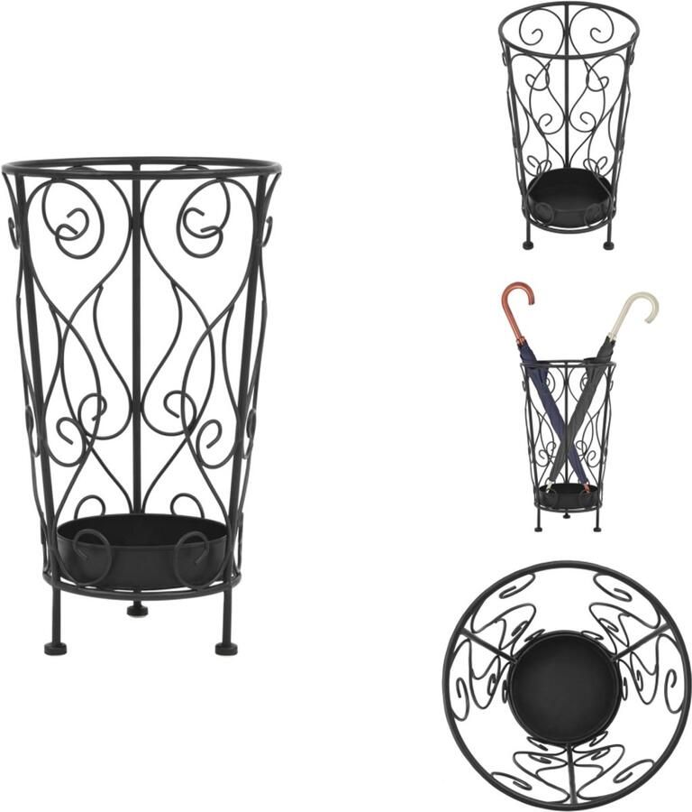 VidaXL Paraplubak Paraplubakken Paraplustandaard Paraplustandaards Parapluhouder vintage stijl 26x46 cm metaal zwart