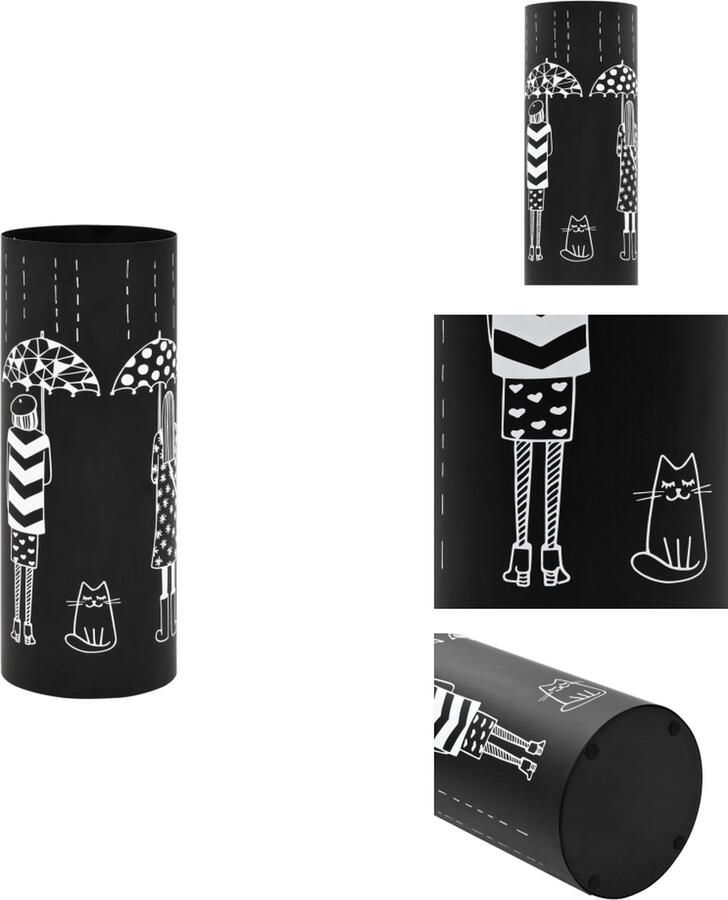 VidaXL Paraplubak Paraplubakken Paraplustandaard Paraplustandaards Parapluhouder vrouwen staal zwart