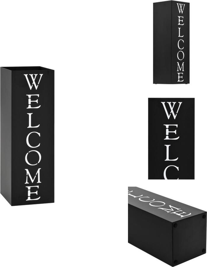 VidaXL Paraplubak Paraplubakken Paraplustandaard Paraplustandaards Parapluhouder Welcome staal zwart