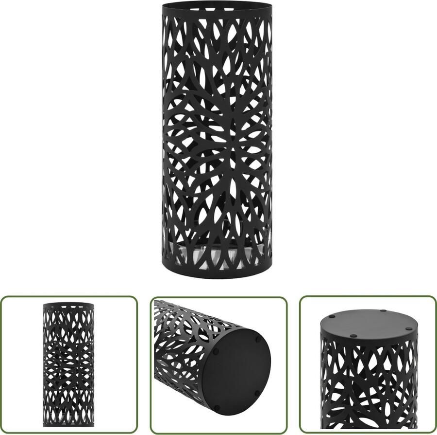 The Living Store Parapluhouder Zwart 20 x 48.5 cm (Ã¸ x H) Gepoedercoat staal Parapluhouder Paraplubak Staal Zwart Indoor
