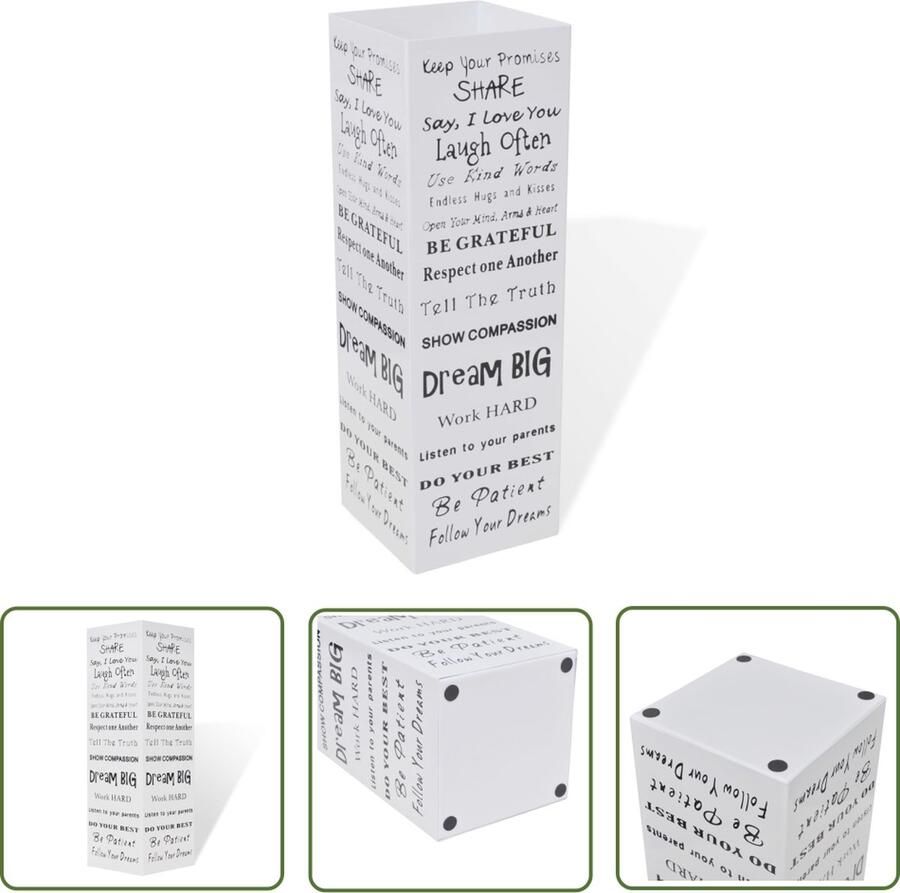 The Living Store Parapluhouder Wit 15.5 x 15.5 x 48.5 cm Uitneembare lekbak Gepoedercoat staal Parapluhouder Staal Parapluhouder Witte Parapluhouder Modern Parapluhouder Paraplustandaard - Foto 2