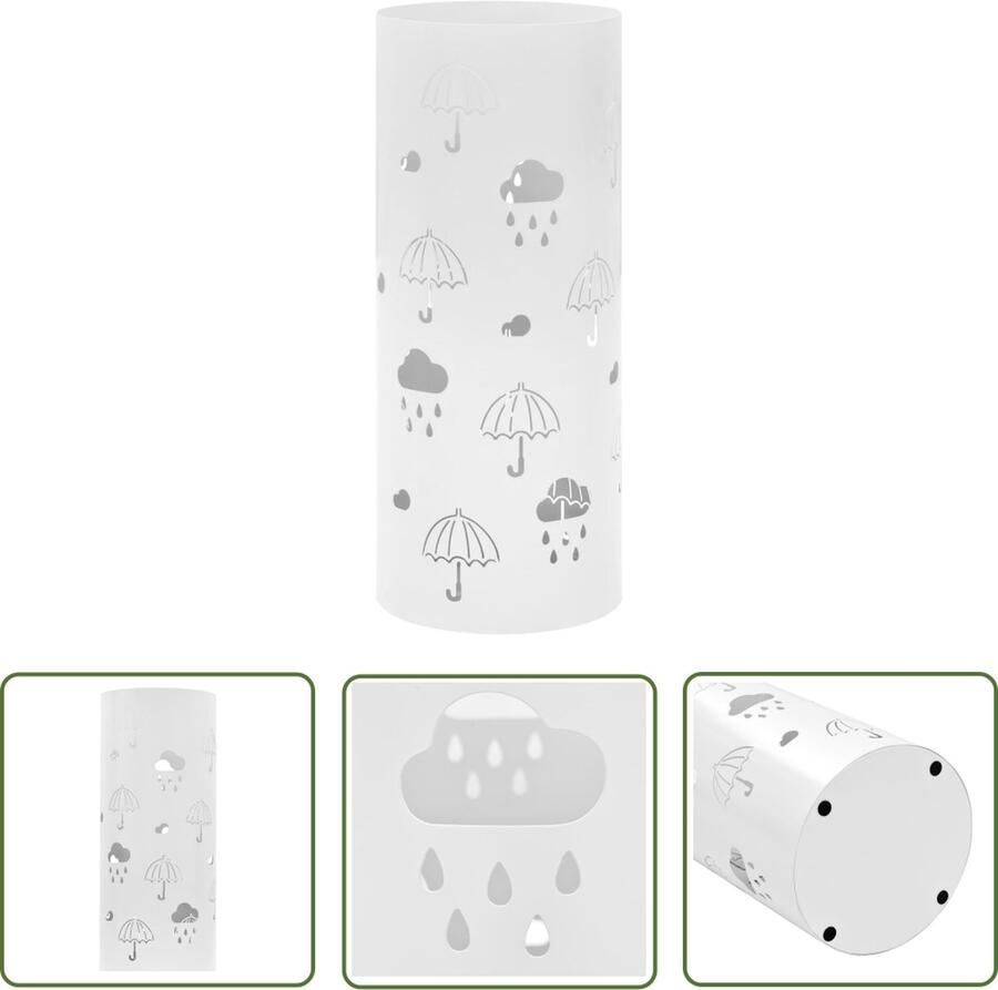 The Living Store Paraplubak Wit 20 x 48.5 cm (Ã¸ x H) Verwijderbaar kunststof druppelblad Parapluhouder Paraplubak Regenboog Portiek Entree