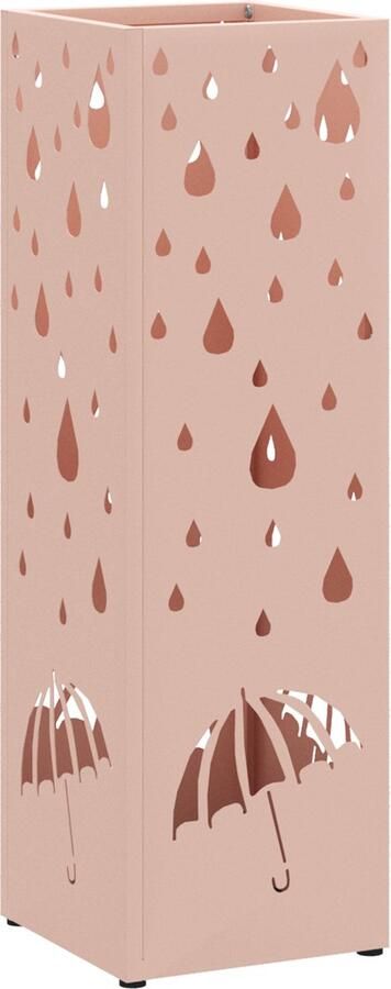 VidaXL Paraplubak Roze Metaal Middelgroot Decoratieve Inzetten