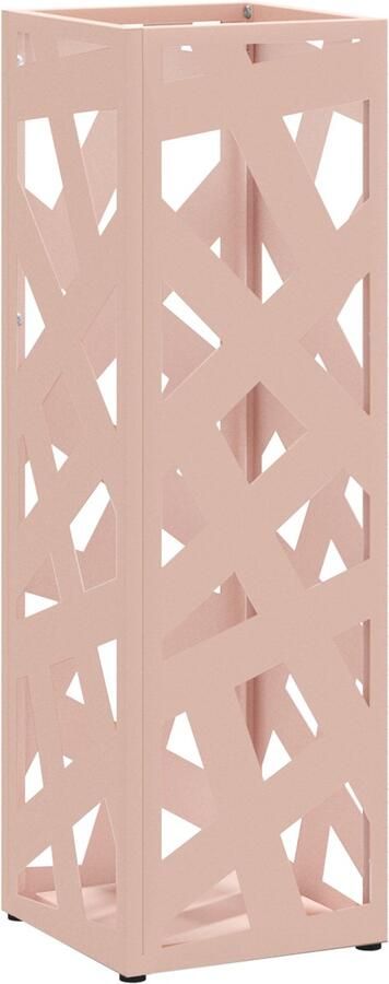 VidaXL Paraplubak Roze Metaal Middelgroot Decoratieve Inzetten