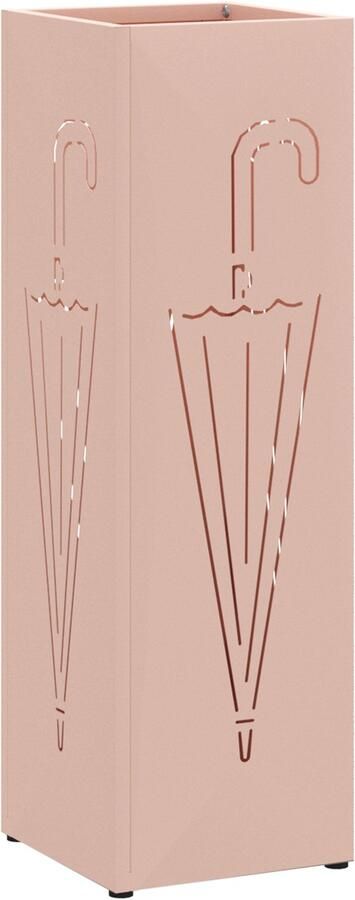 VidaXL Paraplubak Roze Metaal Middelgroot Rechthoekig Modern