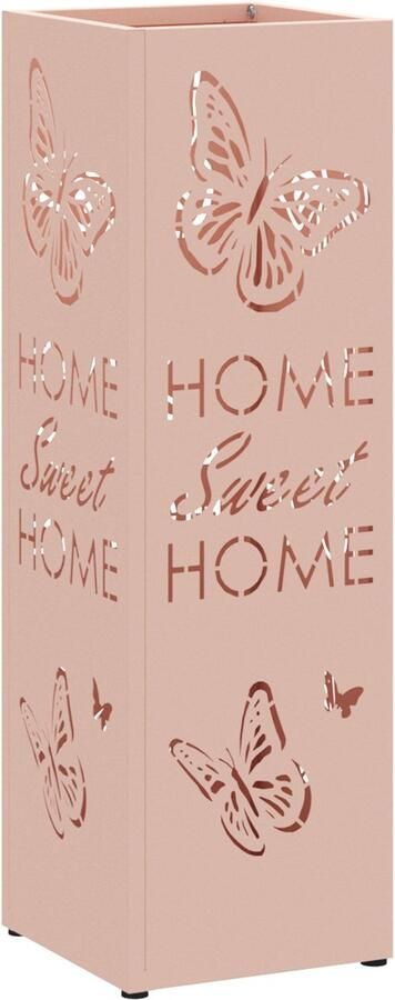 VidaXL Paraplubak Roze Metaal Standaard Decoratieve Inzetten