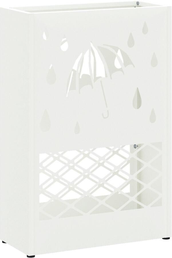 VidaXL Paraplubak Wit Metaal Medium Decoratieve Uitsparingen