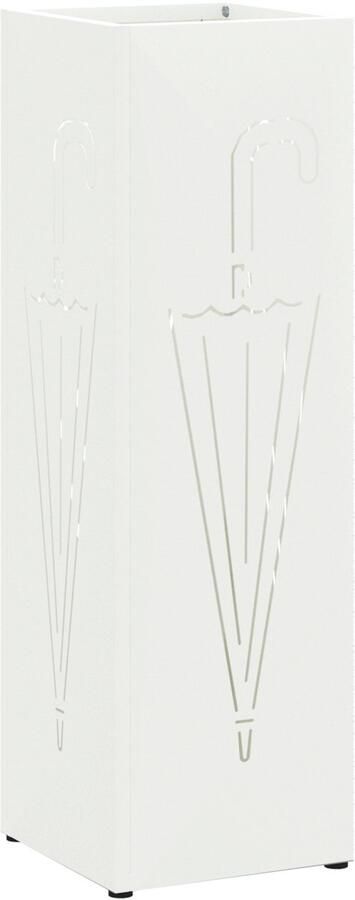 VidaXL Paraplubak Wit Metaal Compact Paraplubak Rechthoekig Modern