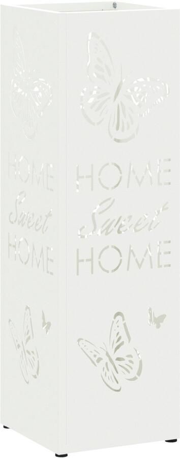 VidaXL Paraplubak Wit Metaal Middelgroot Decoratieve Inzetten