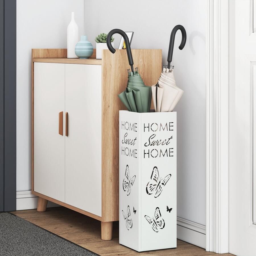 VidaXL Paraplubak Wit Metaal Standaard Duurzaam Paraplubak