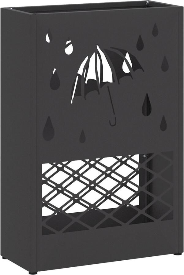 VidaXL Paraplubak Zwart Metaal Medium Paraplubak Rechthoekig Modern