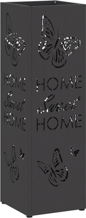 VidaXL Paraplubak Zwart Metaal Middelgroot Decoratieve Inzetstukken