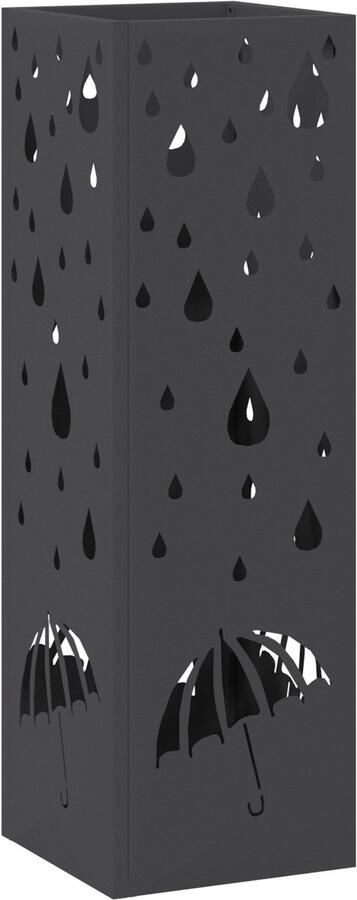 VidaXL Paraplubak Zwart Metaal Middelgroot Patroon Zwarte Paraplubak