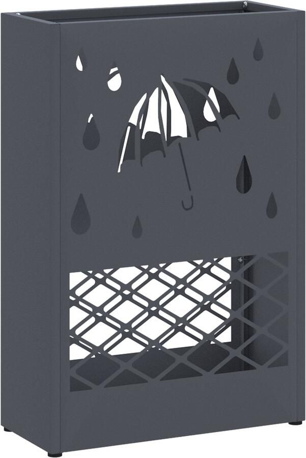 VidaXL Paraplubak Anthraciet Metaal Medium Decoratieve Inzetstukken