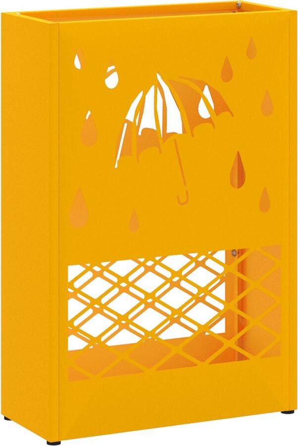 VidaXL Parapluhouder Mosterdgeel Staal Middelgroot