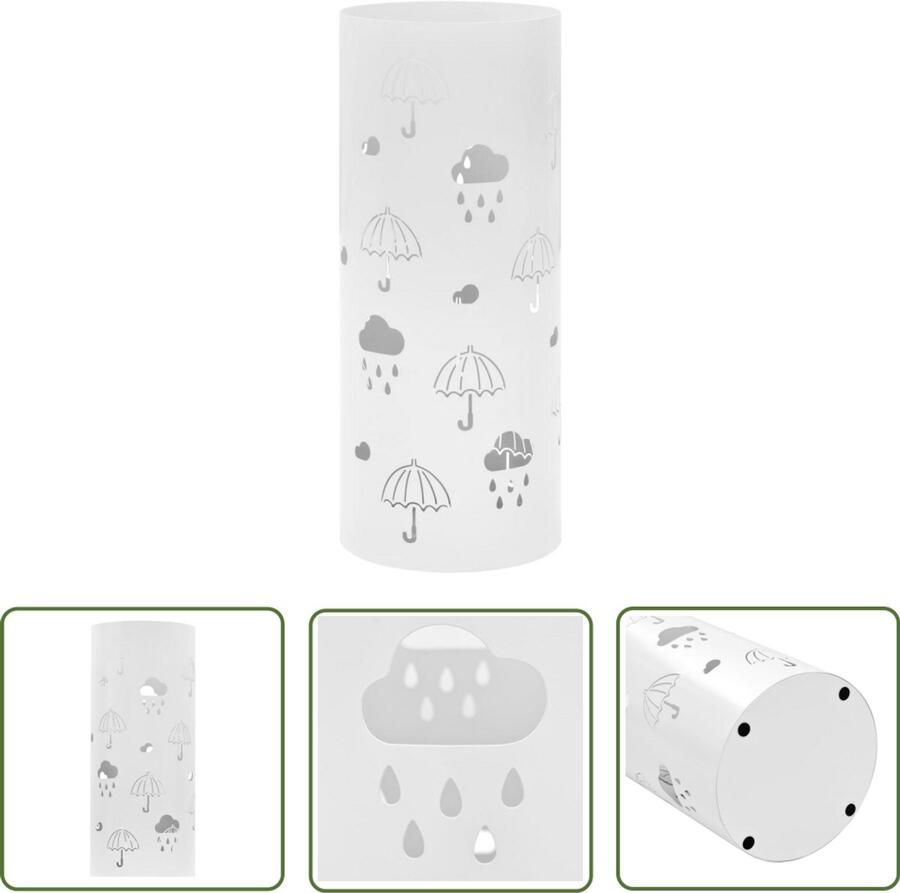 VidaXL Parapluhouder Staal Wit Praktisch & Stijlvol Parapluhouder Paraplubak Regenbescherming Entreedecoratie Staaldraad