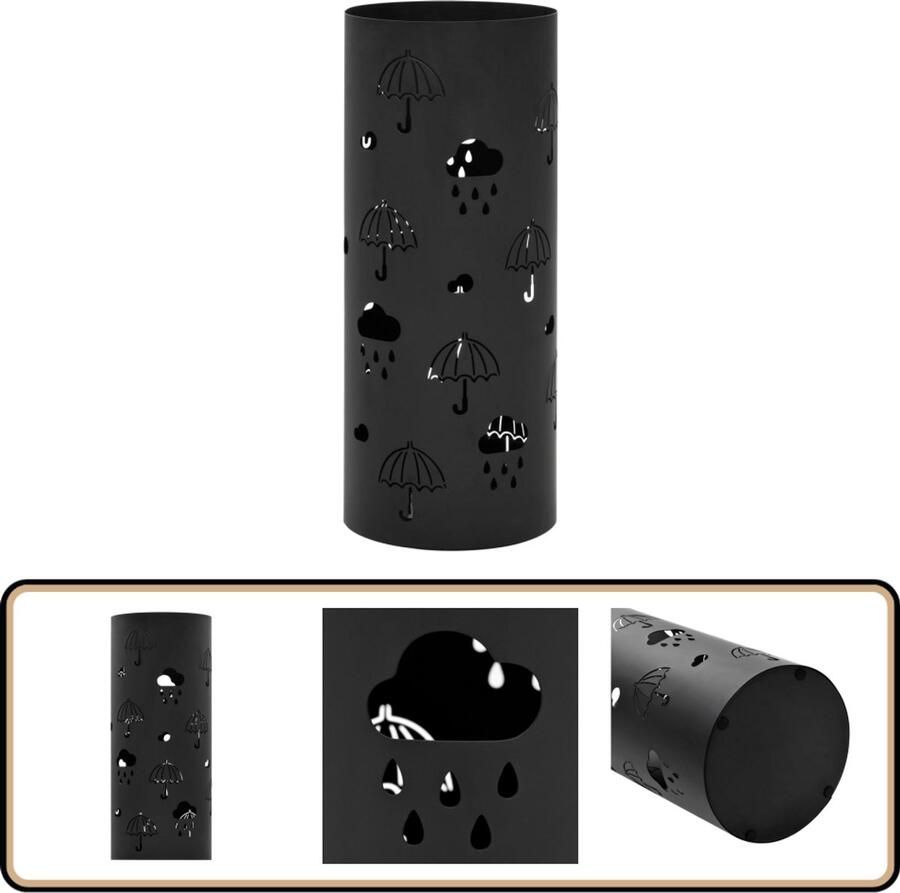 VidaXL Parapluhouder Staal Zwart 20 x 48 5 cm Moderne Parapluhouder Staal Parapluhouder Zwarte Parapluhouder Parasolstandaard Paraplu Standaard