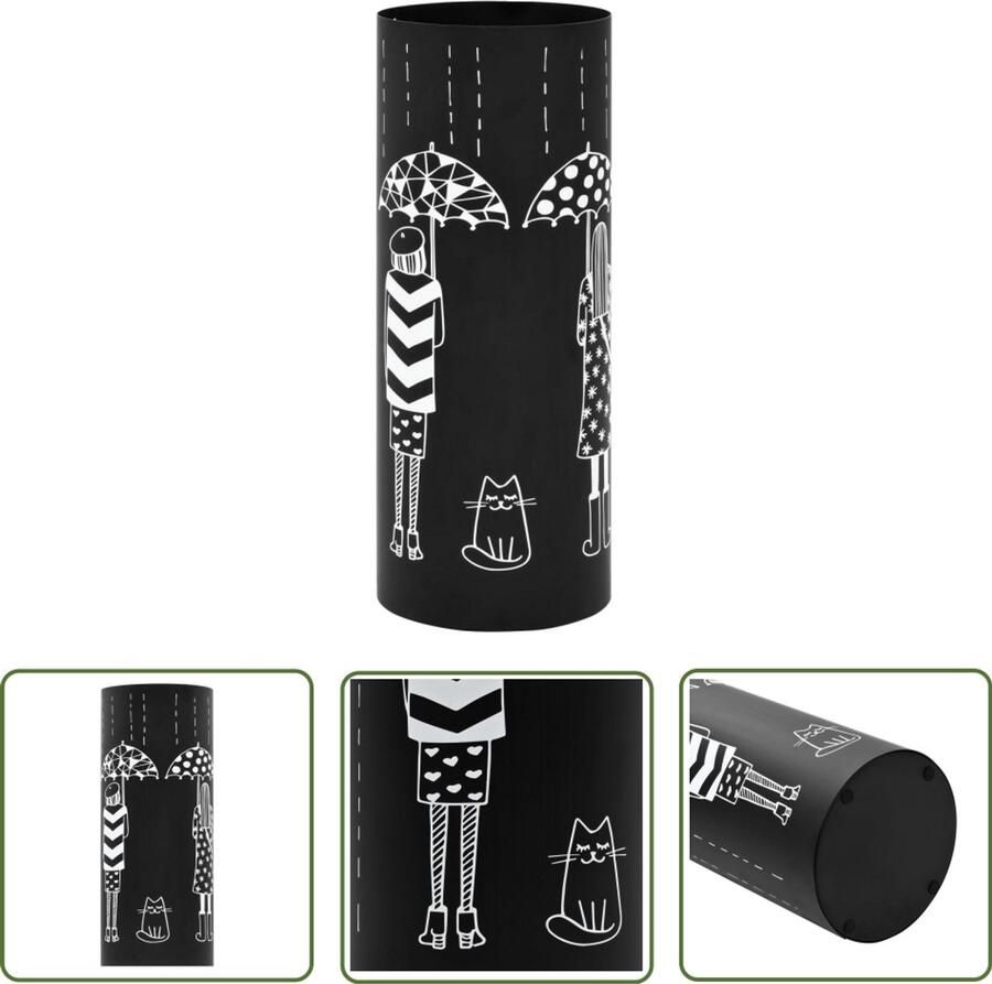 VidaXL Parapluhouder Staal Zwart 18x48 5 cm Parapluhouder Zwarte Parapluhouder Modern Design Staal Parapluhouder Parasolstandaard