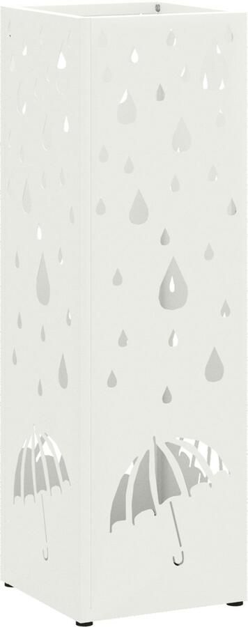 VidaXL Paraplubak Wit Metaal Standaard Motief Paraplubak Rechthoekig