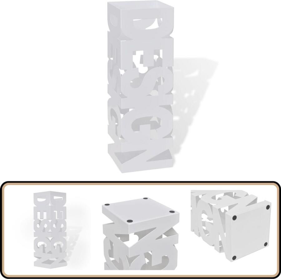 VidaXL Parapluhouder Wit Vierkant 48 5 cm Parapluhouder Wit Parapluhouder Staal Parapluhouder Moderne Parapluhouder Decoratieve Parapluhouder