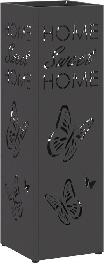 VidaXL Parapluhouder Zwart Metaal Standaard Decoratieve Inzetten