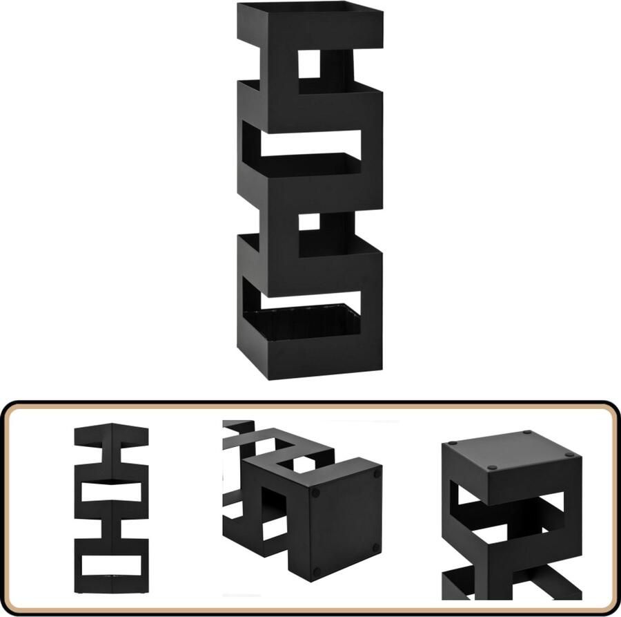 VidaXL Parapluhouder Zwart Staal 15 5x15 5x48 5 cm Parapluhouder Staal Parapluhouder Zwarte Parapluhouder Modern Parapluhouder Parasolstandaard