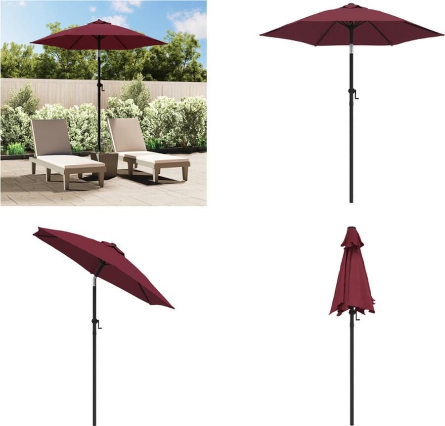 VidaXL Parasol 200x224 cm aluminium bordeauxrood Zonnescherming Parasol Tuinset Buitenleven Balkon Terrasdecoratie Tuinaccessoires Zomerseizoen Parasol Parasols Kantelbare Parasol Kantelbare Parasols