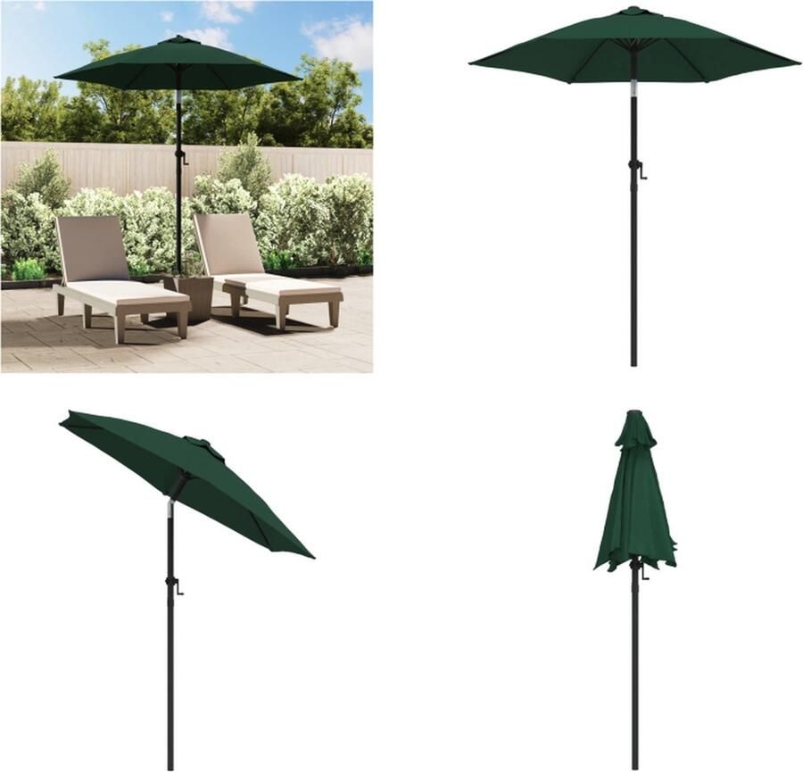 VidaXL Parasol 200x224 cm aluminium groen Zonnescherm Parasol Tuinset Buitenleven Balkon Terrasdecoratie Zomerseizoen Parasol Parasols Kantelbare Parasol Kantelbare Parasols