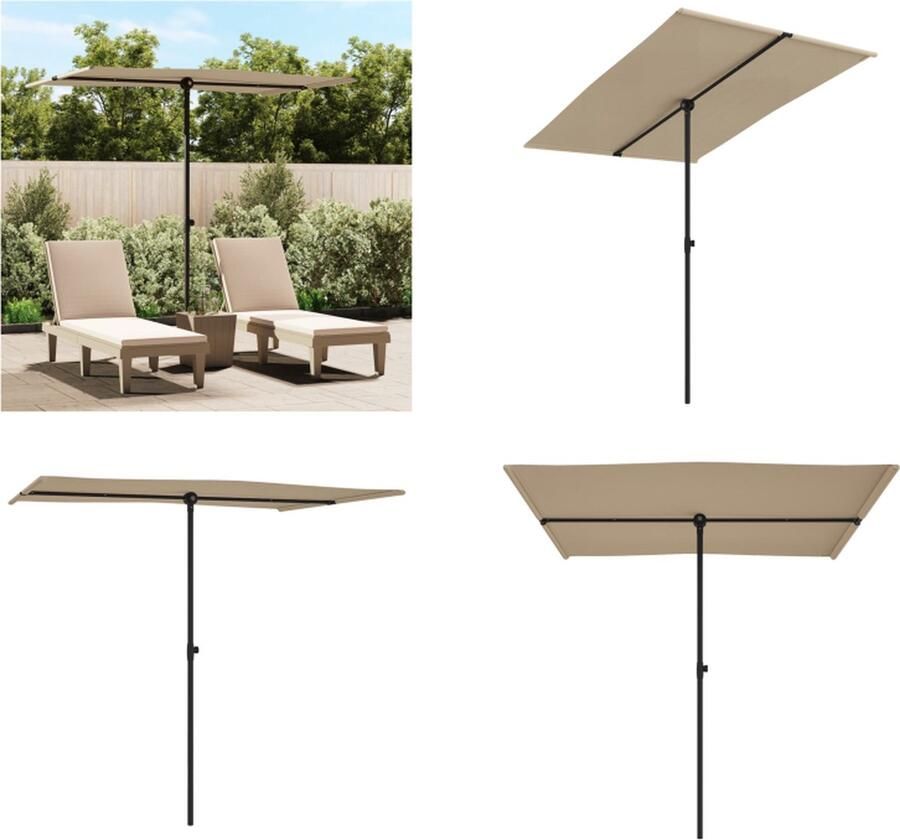 VidaXL Parasol met aluminium paal 2x1-5 m taupe Zonnescherm Parasol Tuindersparsol Buisparasollen Outdoor Decoratie Tuinaccessoires Patio Meubilair Parasol Parasols Tuinparasol Balkon Parasol