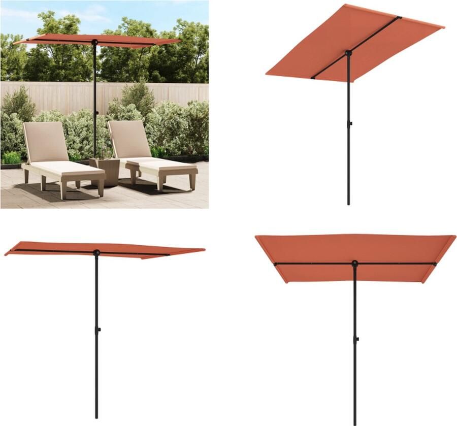 VidaXL Parasol met aluminium paal 2x1-5 m terracotta Zonnescherm Parasol Tuinzomer Buitenschilderij Terrasdecoratie Gardenparty Parasol Parasols Tuinparasol Balkon Parasol