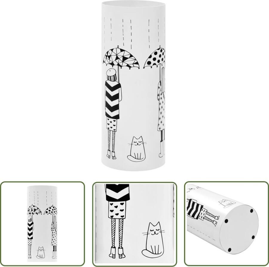 The Living Store Parapluhouder Wit 18 x 48.5 cm (Ã¸ x H) Duurzaam gepoedercoat staal Parapluhouder Parasolstandaard Inrichting Accessoires Woonaccessoires Huiskamerdecoratie