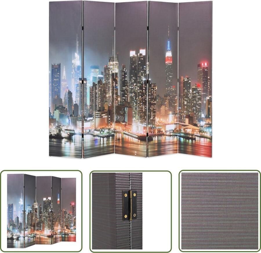 The Living Store Kamerverdeler New York 200 x 170 cm Massief houten frame Duurzaam canvas Spectaculaire fotoprint Kamerverdeler Paravent Scherm Wanddecoratie Nieuw York