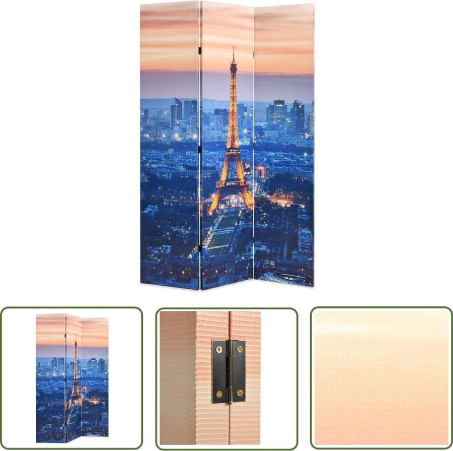 The Living Store Kamerverdeler Parijs bij nacht 120 x 170 cm Massief houten frame Kamerverdeler Paravent Scheidingswand Frans Design Paris Thema