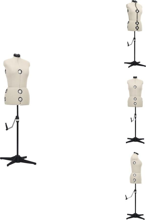 VidaXL Paspop Paspoppen Paspop Voor Naaister Paspoppen Voor Naaisters Paspop verstelbaar vrouw maat 40-46 M crèmekleurig