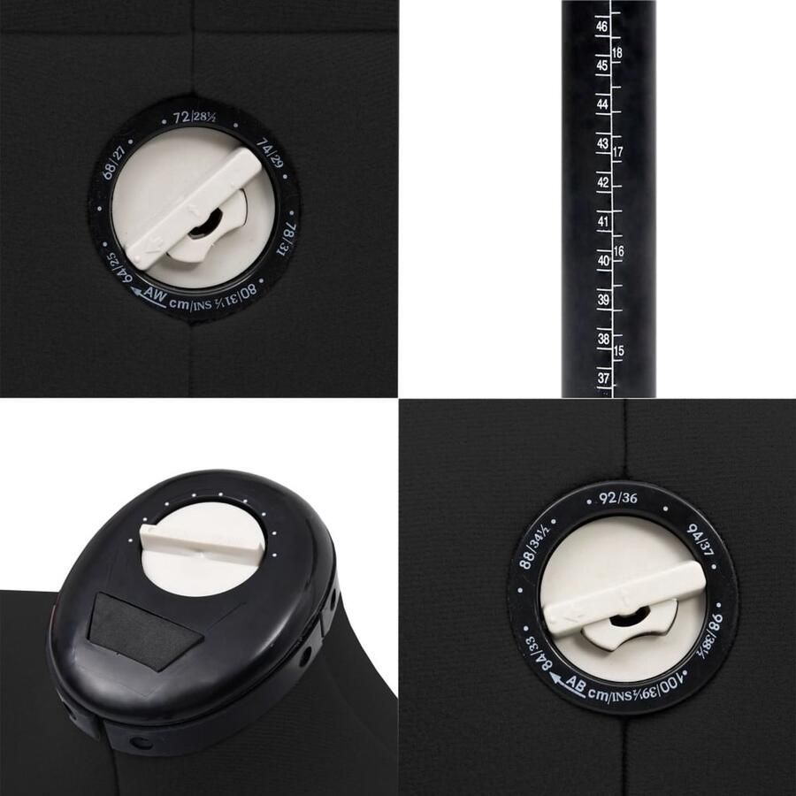 VidaXL Verstelbare Paspop Dameskleding S 33-40 Zwarte Polyester en ABS 84-102cm Buste 64-81cm Taille 86-102cm Heupen Kledingrek