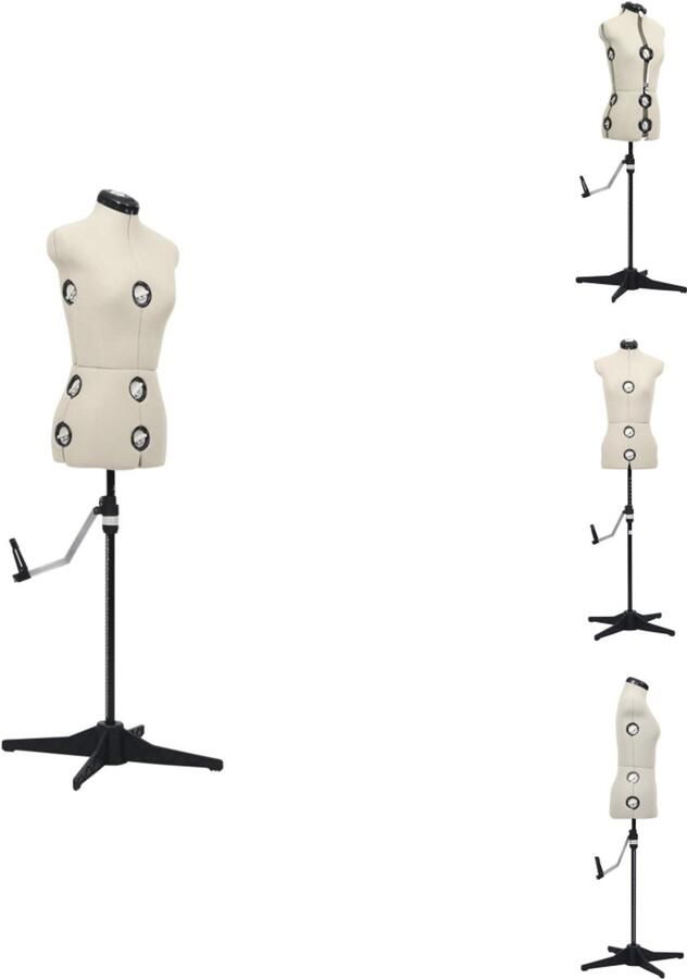 VidaXL Paspop Paspoppen Paspop Voor Naaister Paspoppen Voor Naaisters Paspop verstelbaar vrouw maat 33-40 S crèmekleurig