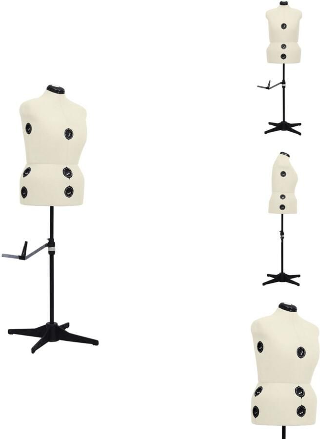 VidaXL Paspop Paspoppen Paspop Voor Naaister Paspoppen Voor Naaisters Paspop verstelbaar vrouw maat 44-50 L crèmekleurig