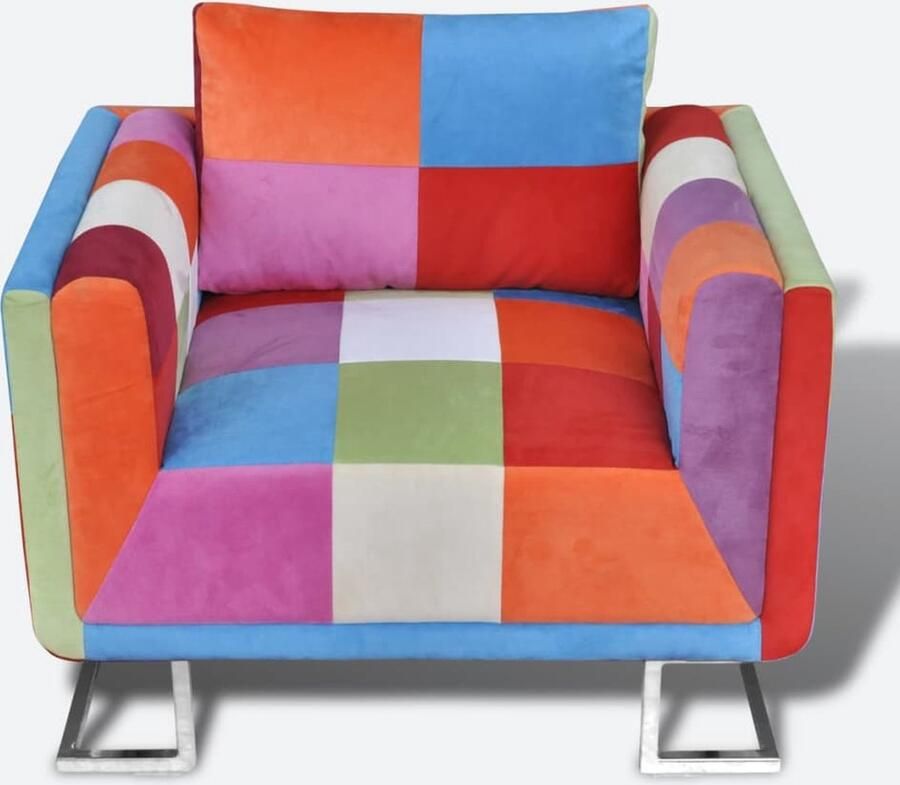 VidaXL Patchwork Fauteuil Stijlvol & Comfortabel Fauteuil Patchwork Fauteuil Lounge Stoel Eetkamerstoel Living Room Meubels Trendy Stoel Comfortabele Stoel - Foto 2