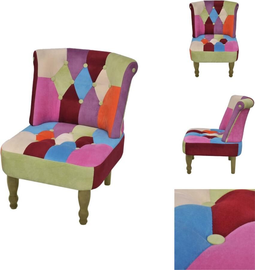VidaXL Patchwork Stoel Patchwork Stoel 52x64x70 cm Verschillende kleuren Fauteuil - Foto 2