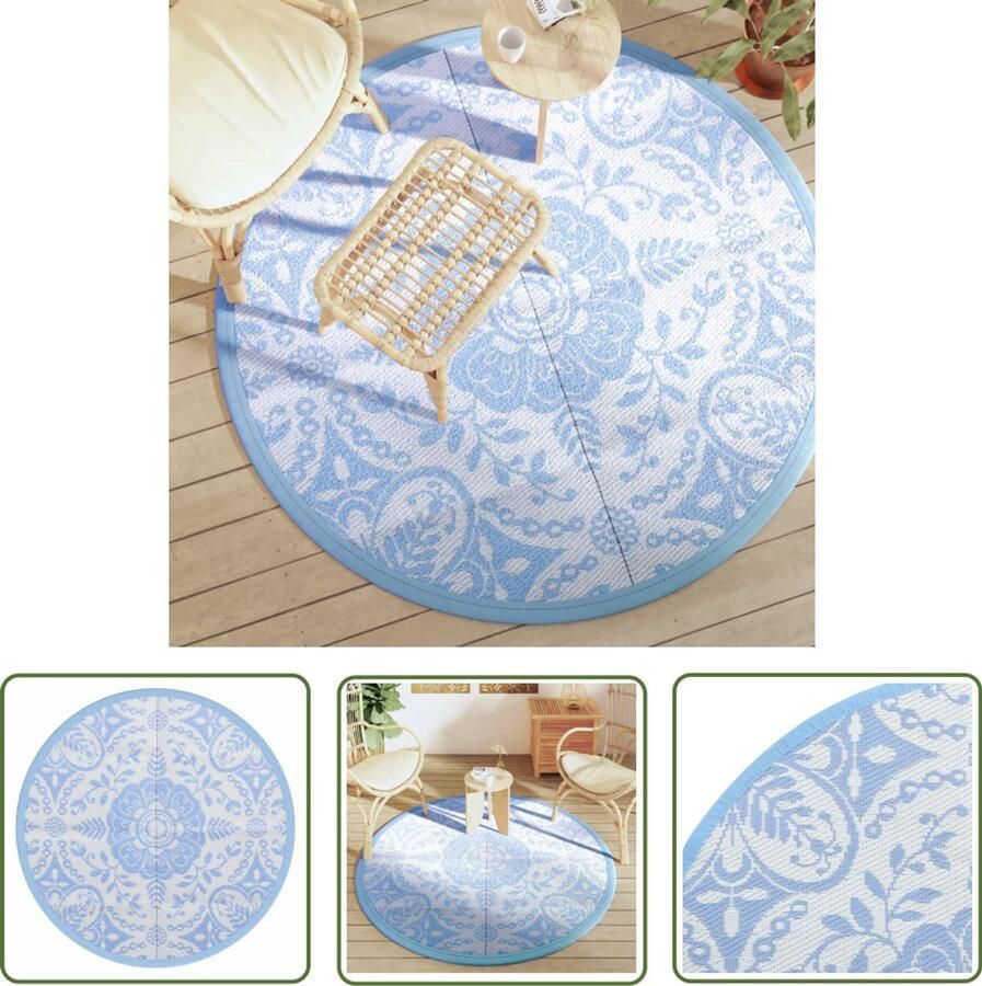 VidaXL Patio Set Buitenkleed ARAKIL Ø160 cm polypropeen babyblauw Tuindecoratie Rond Tapijt Blauw Tapijt
