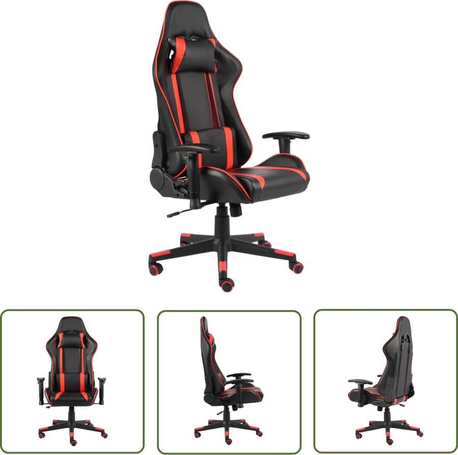 The Living Store Gamingstoel G Hoge Rugleuning Ergonomisch Verstelbaar Zwart Rood 68x69x(123-133)cm Gamingstoel Pc Stoel Bureaustoel Ergonomische Stoel Gamer Fauteuil - Foto 2