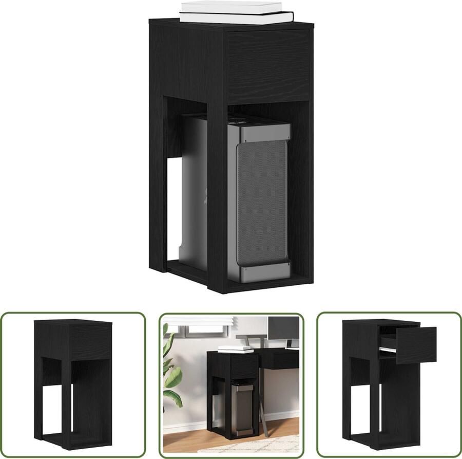 VidaXL Pc Tafel Computer Standaard Computertorenstandaard met lade 30x44x74 cm zwart Bureau Organizer Laptop Houder Kabel Management