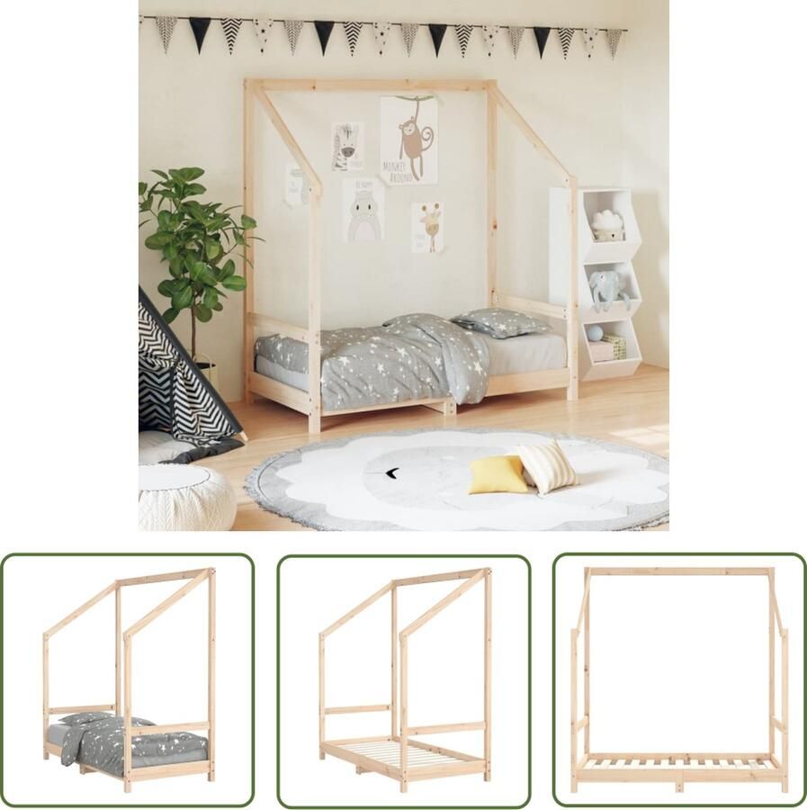The Living Store Kinderbed Peuterbed Hout 145.5 x 75.5 x 158 cm Geschikt voor 70 x 140 cm Matras Montage vereist Kinderbed Peuterbed Houten Bed Grenenhouten Bed Kinderslaapruimte